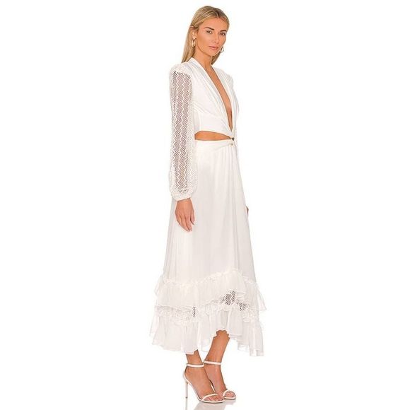 PatBo PLUNGE LACE SLEEVE MAXI DRESS white small - Picture 5 of 12